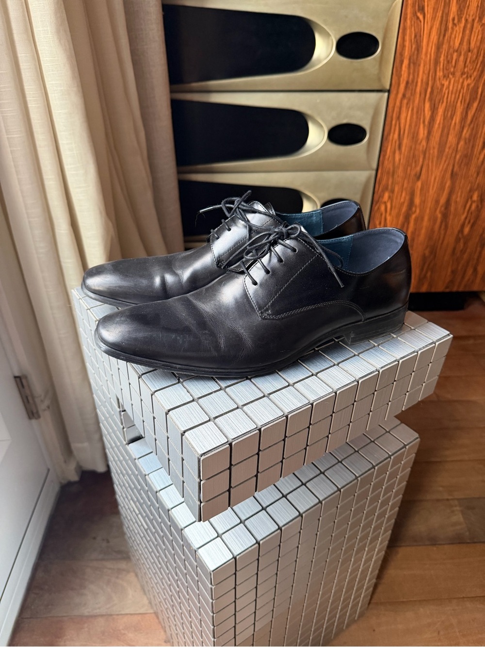 Steve Madden Black Leather Derby Dress Shoes